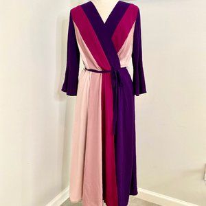 Colorblocked faux wrap dress